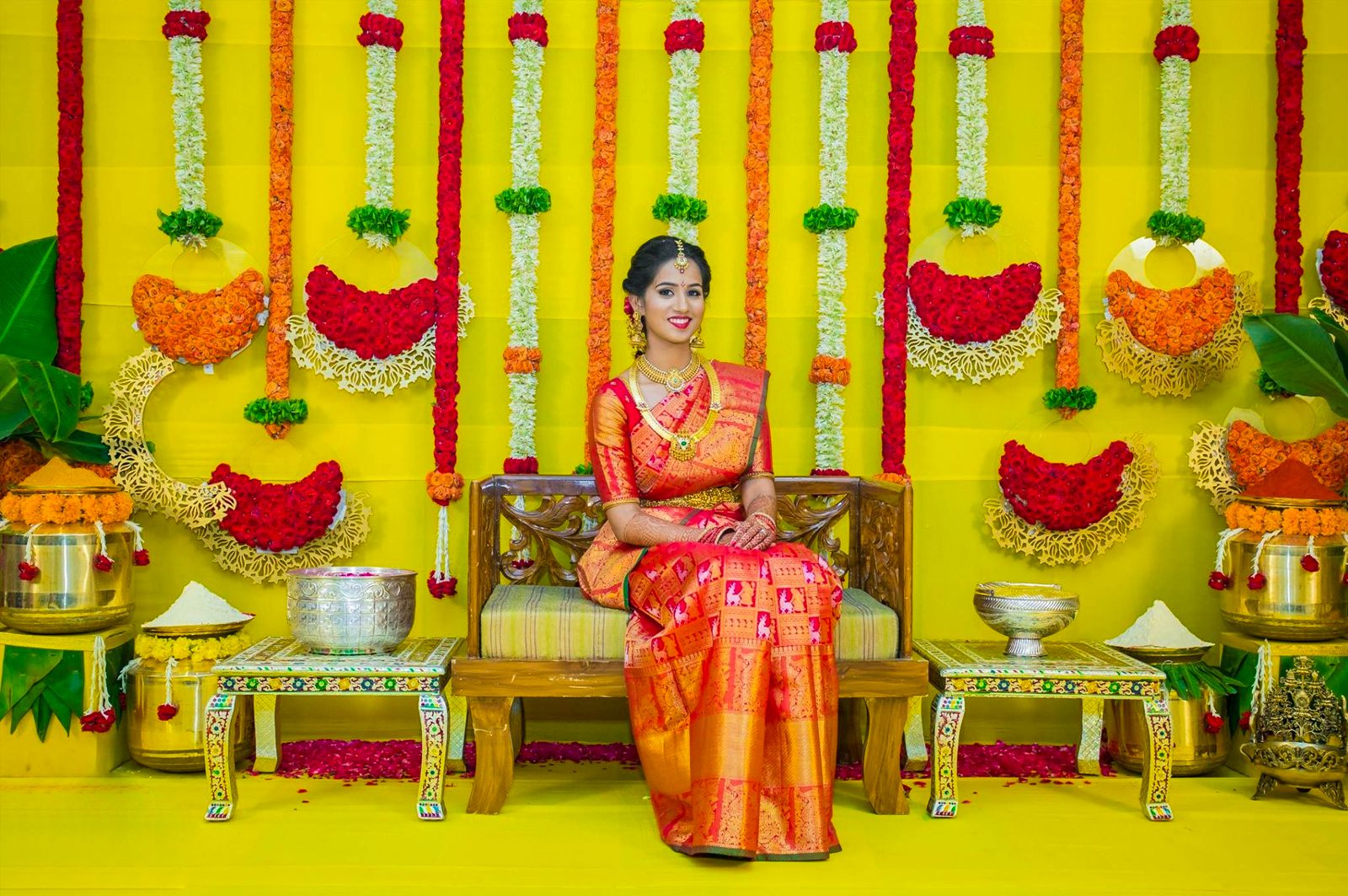 A girl in red sharee